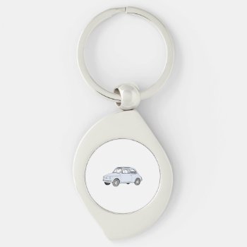 Blue Fiat 500 Topolino Pencil Style Drawing Swirl Keychain by PNGDesign at Zazzle