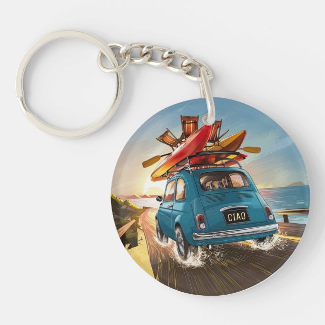 Blue Fiat Car Keychain (Front)