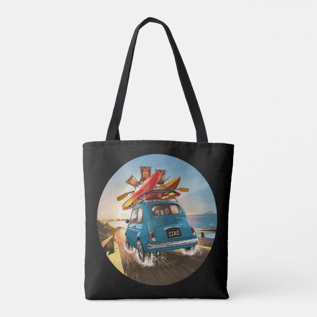 Blue Fiat Car Tote Bag (Back)