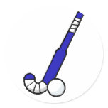 Blue Field Hockey Stick Classic Round Sticker