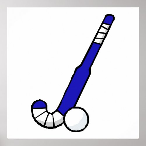 Blue Field Hockey Stick Poster
