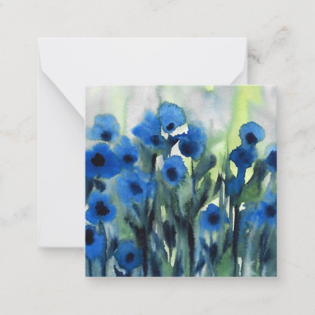 'Blue Field of Flowers' Note Card (Front)