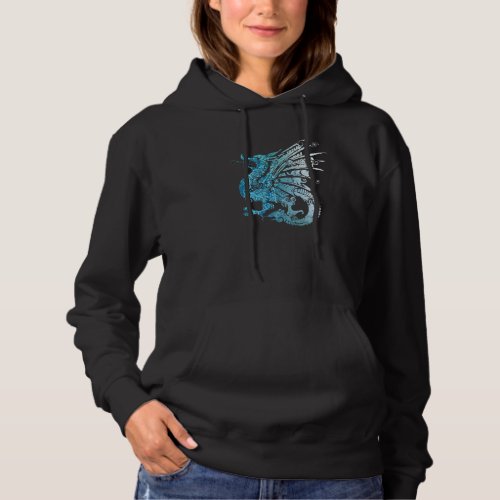 Blue Fierce Dragon With Spiked Wings And Mandala D Hoodie