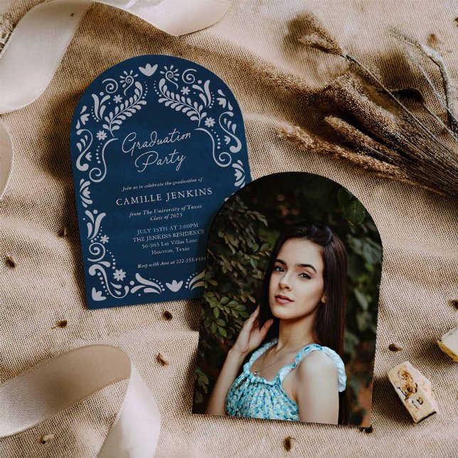 Blue Fiesta Graduation Photo Arch Invitation (Creator Uploaded)