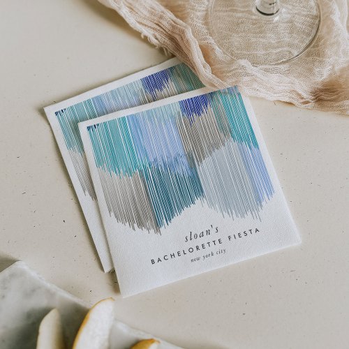 Blue Fiesta Modern Fringe Bachelorette Party Napkins