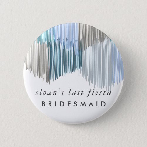 Blue Fiesta Modern Fringe Bride Bridesmaid Button