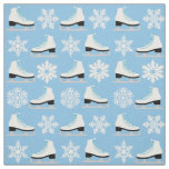 Blue Figure Skates and Snowflakes Christmas Fabric