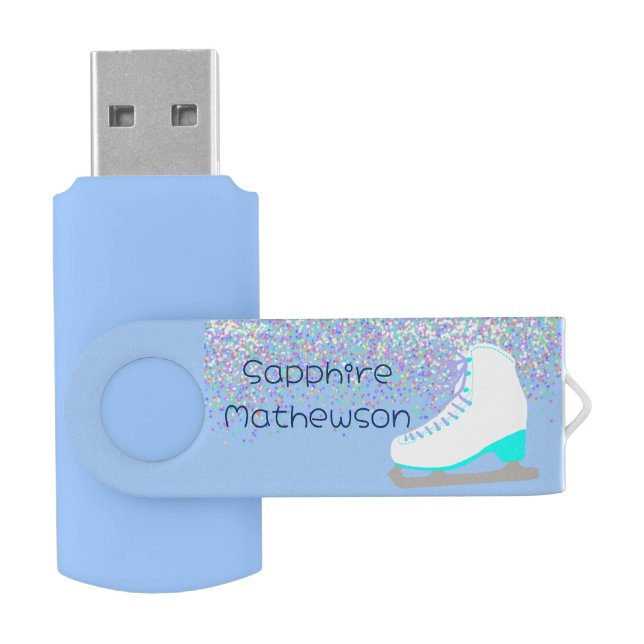 blue figure skating confetti sprinkles  flash drive (Opened)