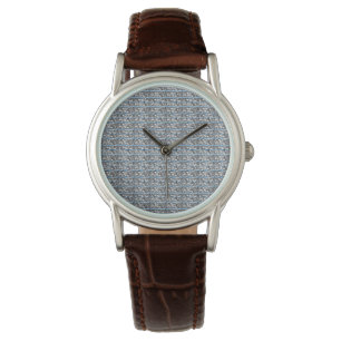 Blue Filigree Cross Pattern Design Watch
