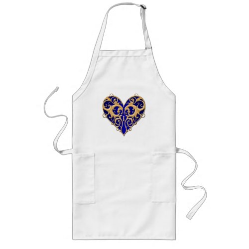 Blue Filigree Heart Apron