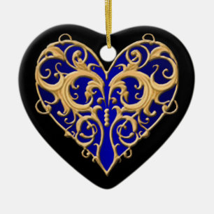 Blue Filigree Heart Heart Ornament