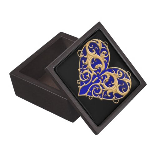 Blue Filigree Heart Keepsake Box