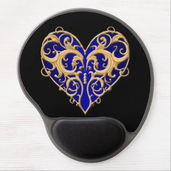 Blue Filigree Heart Mouse Pad by atteestude at Zazzle