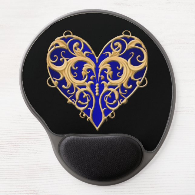 Blue Filigree Heart Mouse Pad (Front)