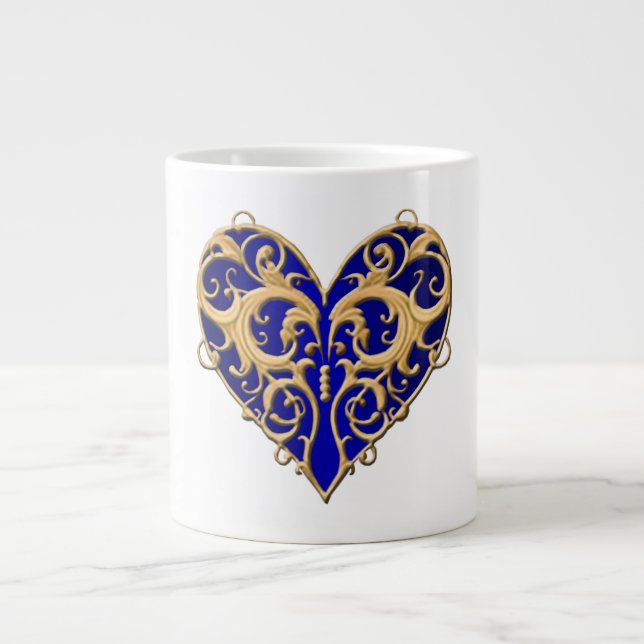 Blue Filigree Heart Mug (Front)