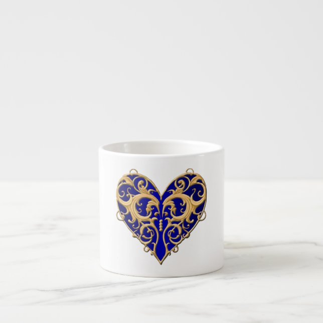 Blue Filigree Heart Mug (Front)