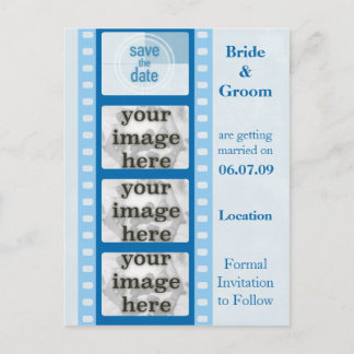 Blue Film Strip Save the Date Photo Postcards