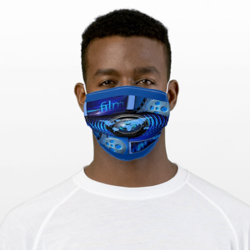 Blue Film Strips Reel Worldwide Film Producer Adult Cloth Face Mask