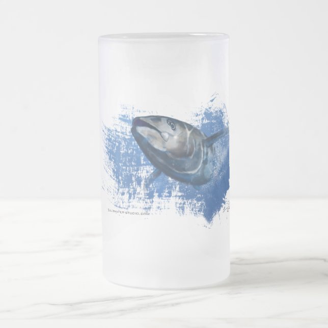 Blue fin tuna frosted beer glass frosted glass beer mug (Center)
