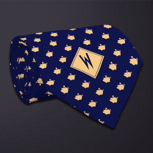Blue Financial Advisor Piggy Bank Neck Tie