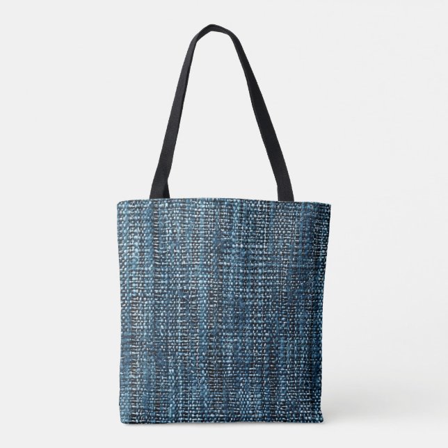 Blue Fine Woven Fabric Tote Bag (Back)