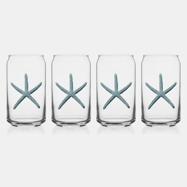 Blue Finger Starfish Can Glass (Front)