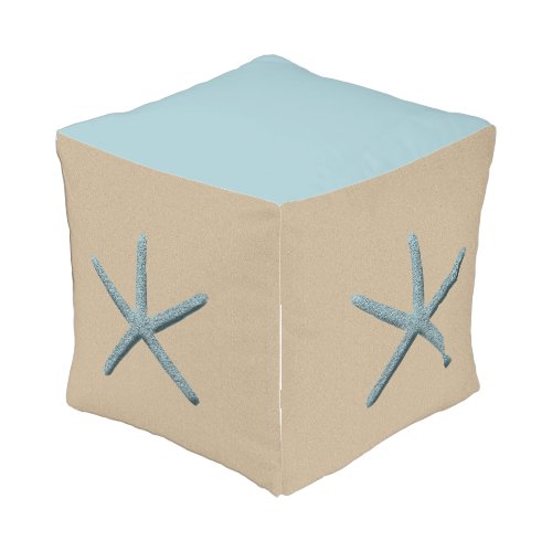 Blue Finger Starfish On Sand Colored Background Outdoor Pouf