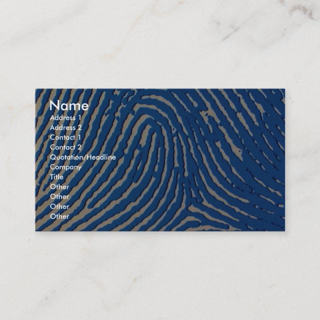 Blue fingerprint magnified business card (Front)