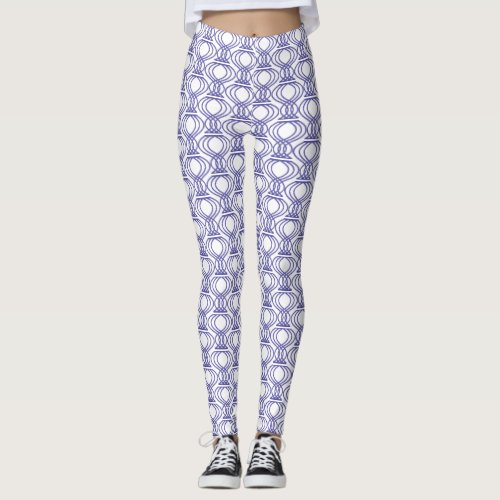 Blue Finial Pattern Leggings