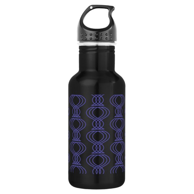 Blue Finial Pattern Stainless Steel Water Bottle (Front)