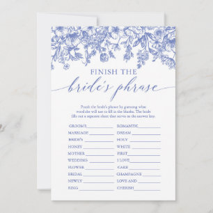 Blue Finish the Bride's Phrase Bridal Shower Game Invitation