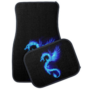Blue Fire Car Floor Mat