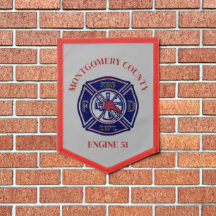  Blue Fire Dept Logo Custom Pennant