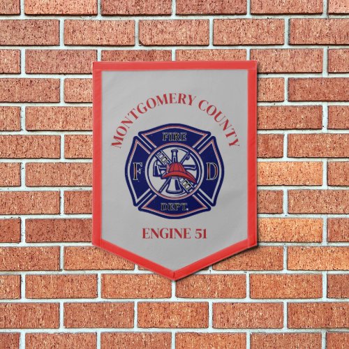  Blue Fire Dept Logo Custom Pennant