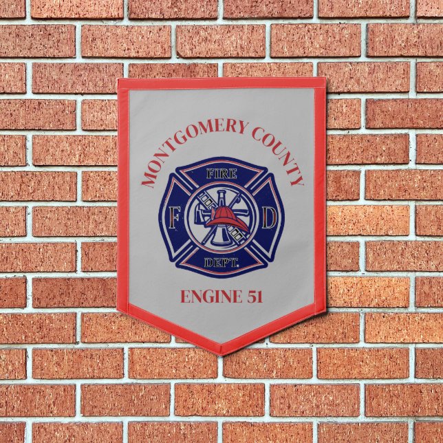  Blue Fire Dept Logo Custom Pennant (Insitu 1)