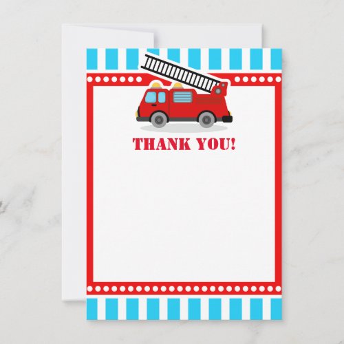 Blue Fire Engine Thank You Notes