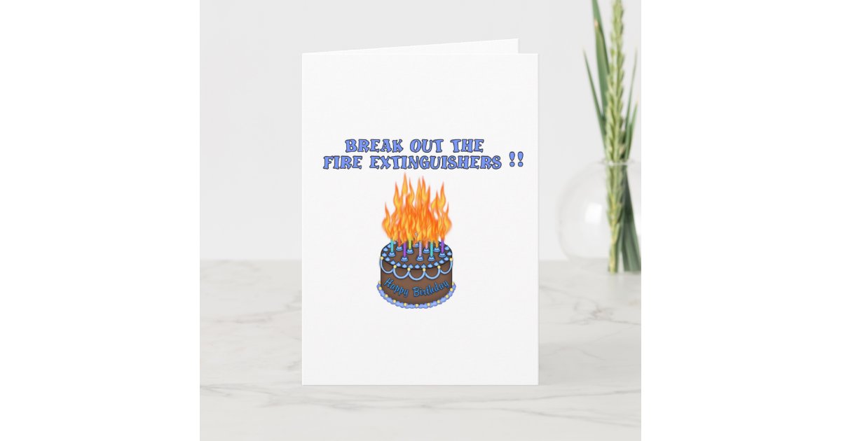 Blue Fire Extinguishers Birthday Cake Card Zazzle Com