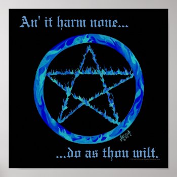 Blue Fire Pentacle Poster by Lyreck at Zazzle