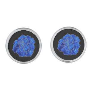 Blue Fire Rose Cufflinks