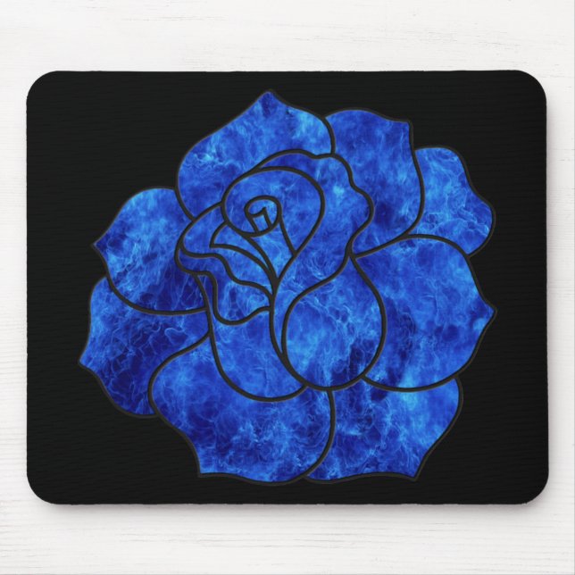 Blue Fire Rose Mouse Pad (Front)