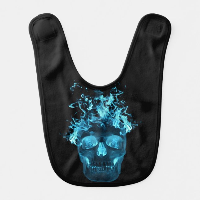 Blue Fire Skull Baby Bib (Front)