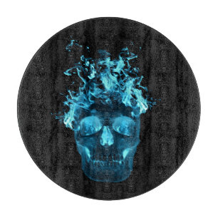 Blue Fire Skull Cutting Board