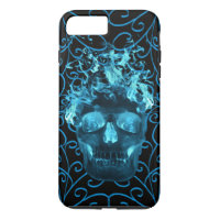 Blue Fire Skull iPhone 7 Case
