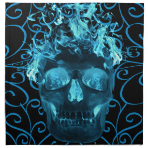Blue Fire Skull Napkin