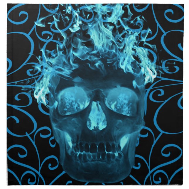 Blue Fire Skull Napkin (Front)