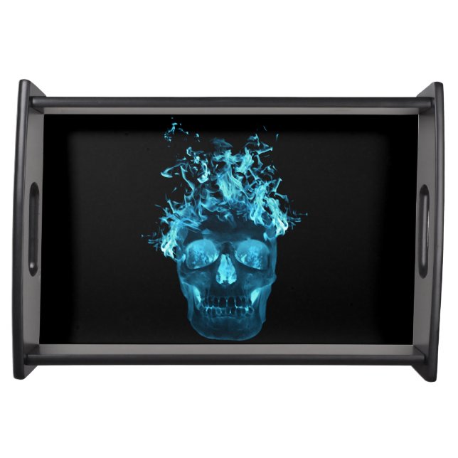 Blue Fire Skull Serving Tray (Front)