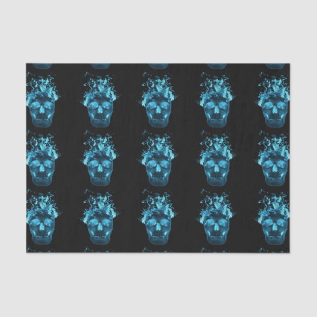 Blue Fire Skull Tissue Paper (Front)