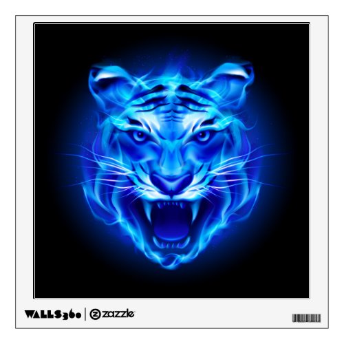 Blue Fire Tiger Face Wall Decal