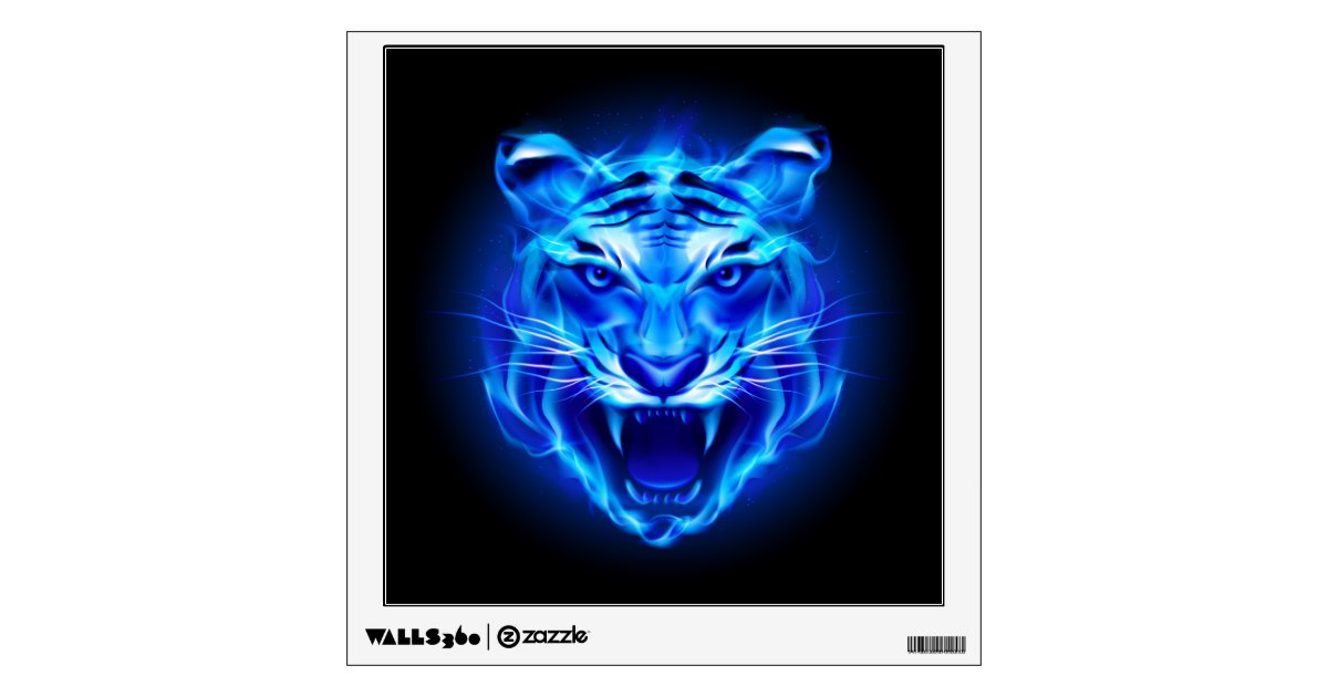 Blue Fire Tiger Face Wall Decal
