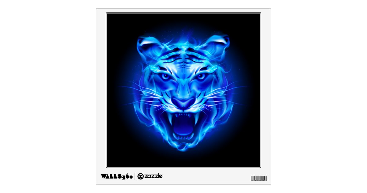 Blue Fire Tiger Face Wall Decal | Zazzle Blue Fire Tiger Face Wall Decal | Zazzle